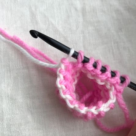 ダブルフックアフガン編み　追っかける編み方