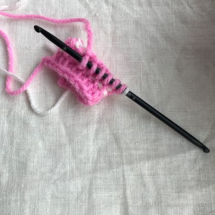 ダブルフックアフガン 編み　編み方（いき）