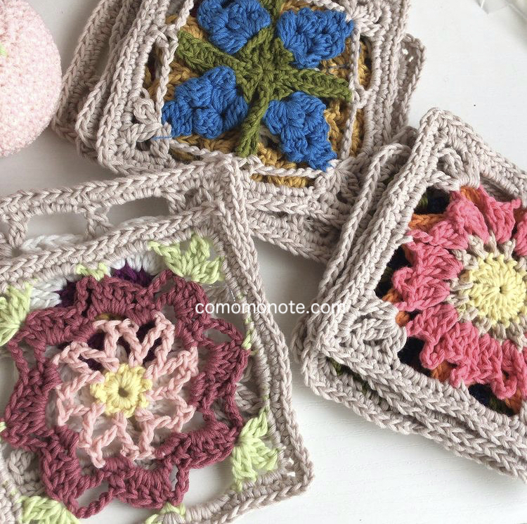 かぎ針編み　花のモチーフ編み