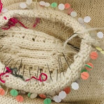 袖の編み方ピン打ち方法